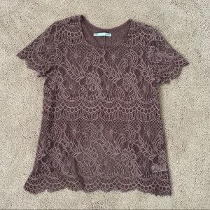 Maurices Lace Short-sleeve Top: size M